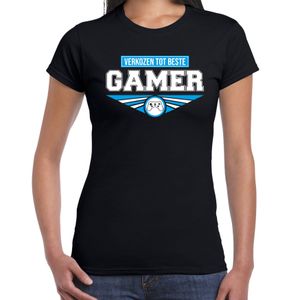 Verkozen tot beste gamer t-shirt zwart dames - Cadeau shirt 2XL  -