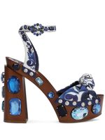 Dolce & Gabbana sandales compensées 90 mm à imprimé Majolica - Bleu - thumbnail