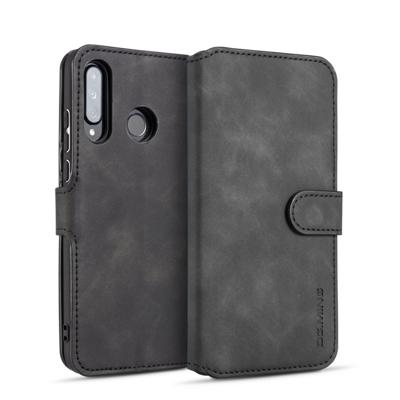 Dg. MING retro olie kant horizontale flip case met houder & kaartsleuven & portemonnee voor Huawei P30 Lite (zwart)