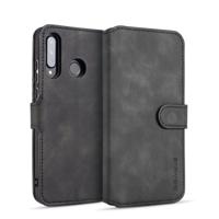 Dg. MING retro olie kant horizontale flip case met houder & kaartsleuven & portemonnee voor Huawei P30 Lite (zwart)