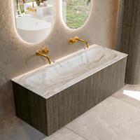 Badmeubel Mondiaz Kurve-Dlux | 120 cm cm | Meubelkleur Shadow | Wastafelkleur Glace | Solid surface | Wasbak midden spoelbak | Zonder kraangat(en)