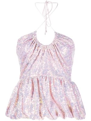 ROTATE BIRGER CHRISTENSEN haut orné de sequins à dos-nu - Rose