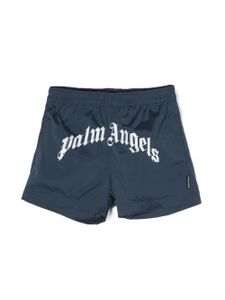 Palm Angels Kids short de bain à logo imprimé - Bleu