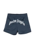 Palm Angels Kids short de bain à logo imprimé - Bleu