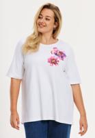 Yoek T-shirt met bloemen | Wit | Maat 50/52