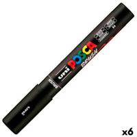 Markeerstift BRUSH POSCA PC-5BR Zwart (6 Stuks)