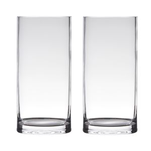 Set van 2x stuks transparante home-basics cylinder vorm vaas/vazen van glas 30 x 12 cm