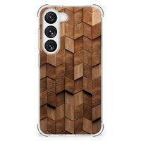 Stevig Telefoonhoesje voor Samsung Galaxy S23 Wooden Cubes