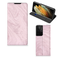 Samsung Galaxy S21 Ultra Standcase Marble Pink - Origineel Cadeau Vriendin