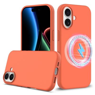 Lunso iPhone 17 hoesje - Flexibel siliconen Backcover met MagSafe - Oranje