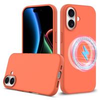 Lunso iPhone 17 hoesje - Flexibel siliconen Backcover met MagSafe - Oranje