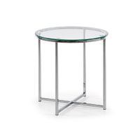 Kave Home Glazen Bijzettafel Divid Chroom 50cm - Chroom,Transparant - Rond