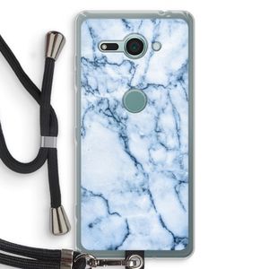 Blauw marmer: Sony Xperia XZ2 Compact Transparant Hoesje met koord