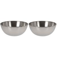 Excellent Houseware Salade schaal - 2x - RVS - zilver - Serveerschalen - Schaaltjes - D20 x H10 cm