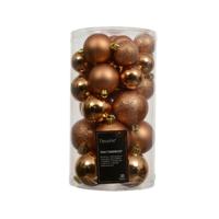 Kerstbalmix kunststof d6 cm brandy 30 st Decoris - Decoris
