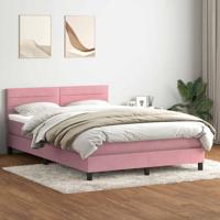 Boxspring met matras fluweel roze 160x220 cm