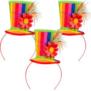 Carnaval verkleed mini hoedje voor diverse thema's - 3x - multi colour - ornamenten - diadeem - dame