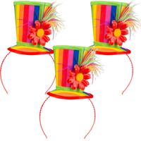 Carnaval verkleed mini hoedje voor diverse thema's - 3x - multi colour - ornamenten - diadeem - dame - thumbnail