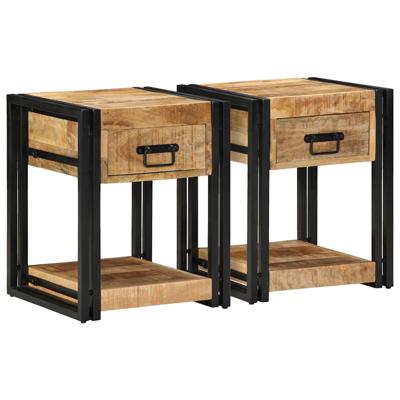 Nachtkastjes 2 stuks 40x40x50 cm Massief ruw hout Mango