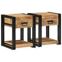 Nachtkastjes 2 stuks 40x40x50 cm Massief ruw hout Mango