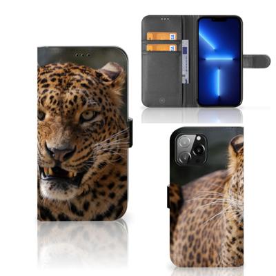 iPhone 13 Pro Max | Telefoonhoesje | Met pasjeshouder | Luipaard