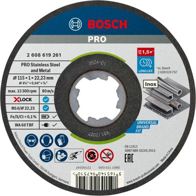 Bosch Accessoires X-LOCK Slijpschijf Standard for Inox 115x1x22.23mm, recht - 1 stuk(s) - 2608619261