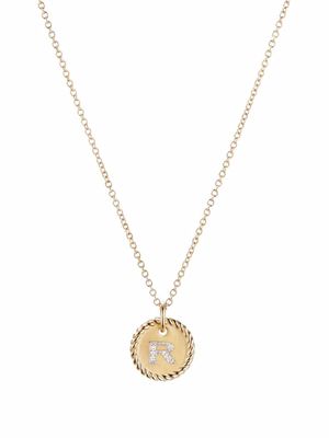 David Yurman collier en or 18ct à pendentif Initial R serti de diamants