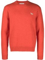 Maison Kitsuné pull en laine à patch logo - Rouge - thumbnail