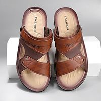 Voor heren Sandalen Mode sandalen Leren sandalen Comfort Sandalen Casual Strandstijl Buiten Dagelijks PVC Ademend Leegloper Zwart Bruin Zomer Lente Lightinthebox