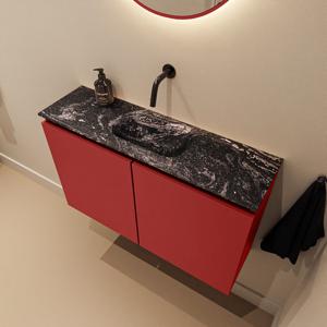 Toiletmeubel Mondiaz Ture Dlux | 80 cm | Meubelkleur Fire | Eden wastafel Lava Midden | Zonder kraangat