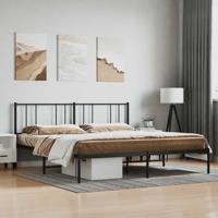 Bedframe met hoofdbord metaal zwart 183x213 cm