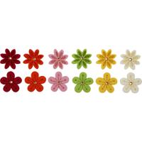 Creativ Company Bloemen van vilt met strassteen, d 30 mm, dikte 2,5 mm, 12 stuk/ 1 doos
