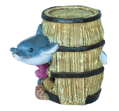 Superfish Deco Barrel Dolfijn - Handgeschilderd, Veilig en Milieuvriendelijk Aquariumornament