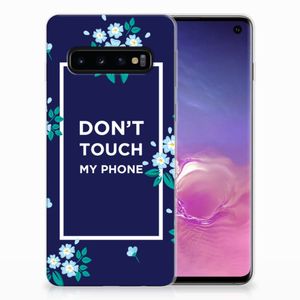 Samsung Galaxy S10 Silicone-hoesje Flowers Blue DTMP