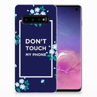 Samsung Galaxy S10 Silicone-hoesje Flowers Blue DTMP - thumbnail