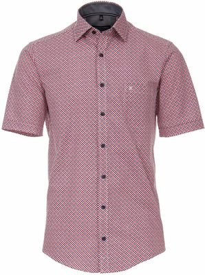Casa Moda Heren Overhemd Rood Bolletjes Print Kent Boord Comfort Fit
