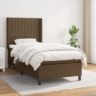 Boxspring met matras stof donkerbruin 90x200 cm