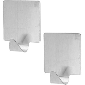 Zelfklevende haakjes rvs keuken/badkamer/kleding/ophang - set 8x - 5 x 5,5 cm