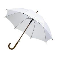 Grote paraplu met houten handvat - 1x - wit scherm - dia 103 cm - volwassenen - polyester