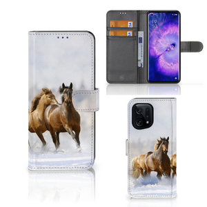 OPPO Find X5 Telefoonhoesje met Pasjes Paarden