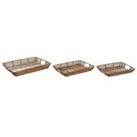 Set van trays Home ESPRIT Natuurlijk Tropisch 44 x 32 x 6 cm (3 Stuks)