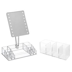 Make-up organizer set vakjes 22 x 9,5 x 7 cm cm en een LED spiegel en vakjes set