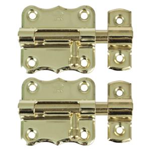 AMIG schuifslot/plaatgrendel - 2x - staal - 3.5 X 3.3 cm - messing afwerking - goud - deur - poort