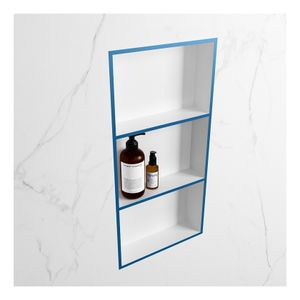 Wandnis Solid Surface Easy | In- en opbouw | 30x60x8 cm | 3 vakken | Jeans/Talc