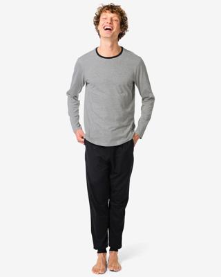 HEMA Herenpyjama Contrast Grijsmelange (grijsmelange)