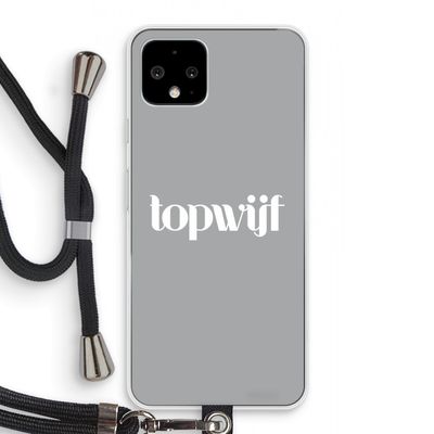 Topwijf Grijs Wit: Pixel 4 Transparant Hoesje met koord