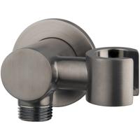 Wiesbaden Wandaansluitbocht met Kantelbare Handdouchehouder - Rond - 1/2 Inch - Gunmetal