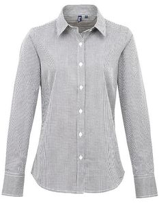 Premier Workwear PW320 Ladies` Microcheck (Gingham) Long Sleeve Cotton Shirt