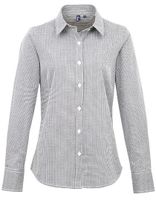 Premier Workwear PW320 Ladies` Microcheck (Gingham) Long Sleeve Cotton Shirt - thumbnail