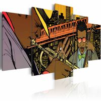 Schilderij - Jazz in comic, 5 luik, Multikleur, 2 maten, Premium print